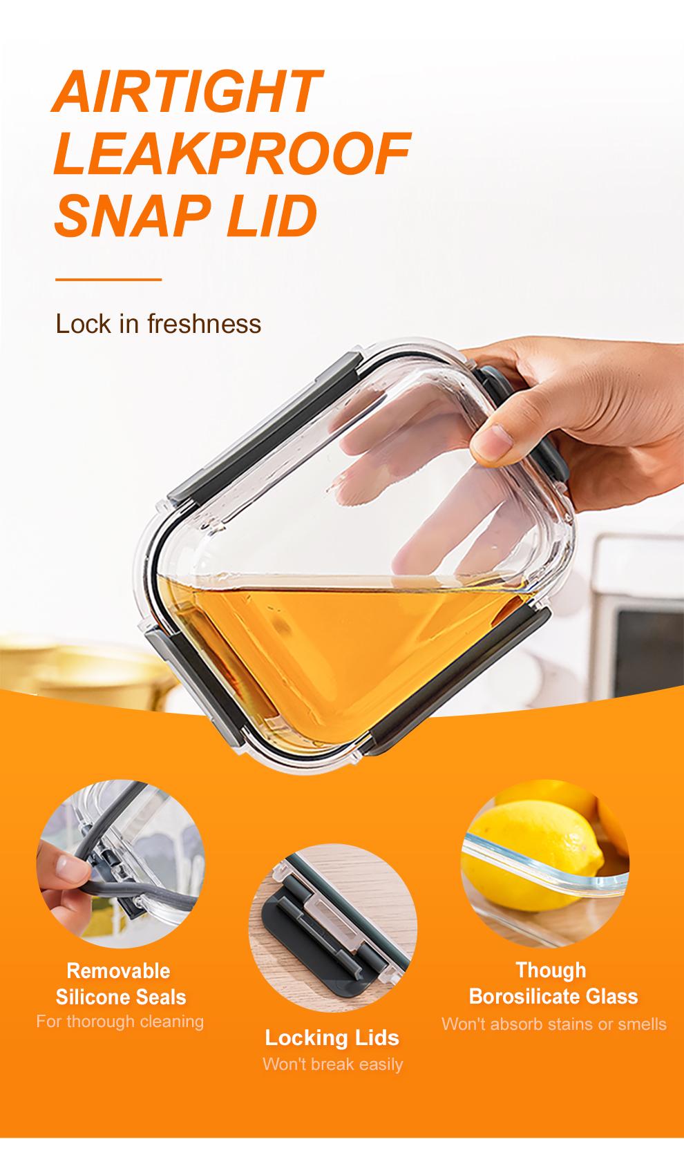 Glass Food Storage Containers Set 10-Pack BPA-Free & Leak-Proof Multicolor Kitchen Utensils for Meal Prep, Microwave, Oven, Freezer, Dishwasher Use
