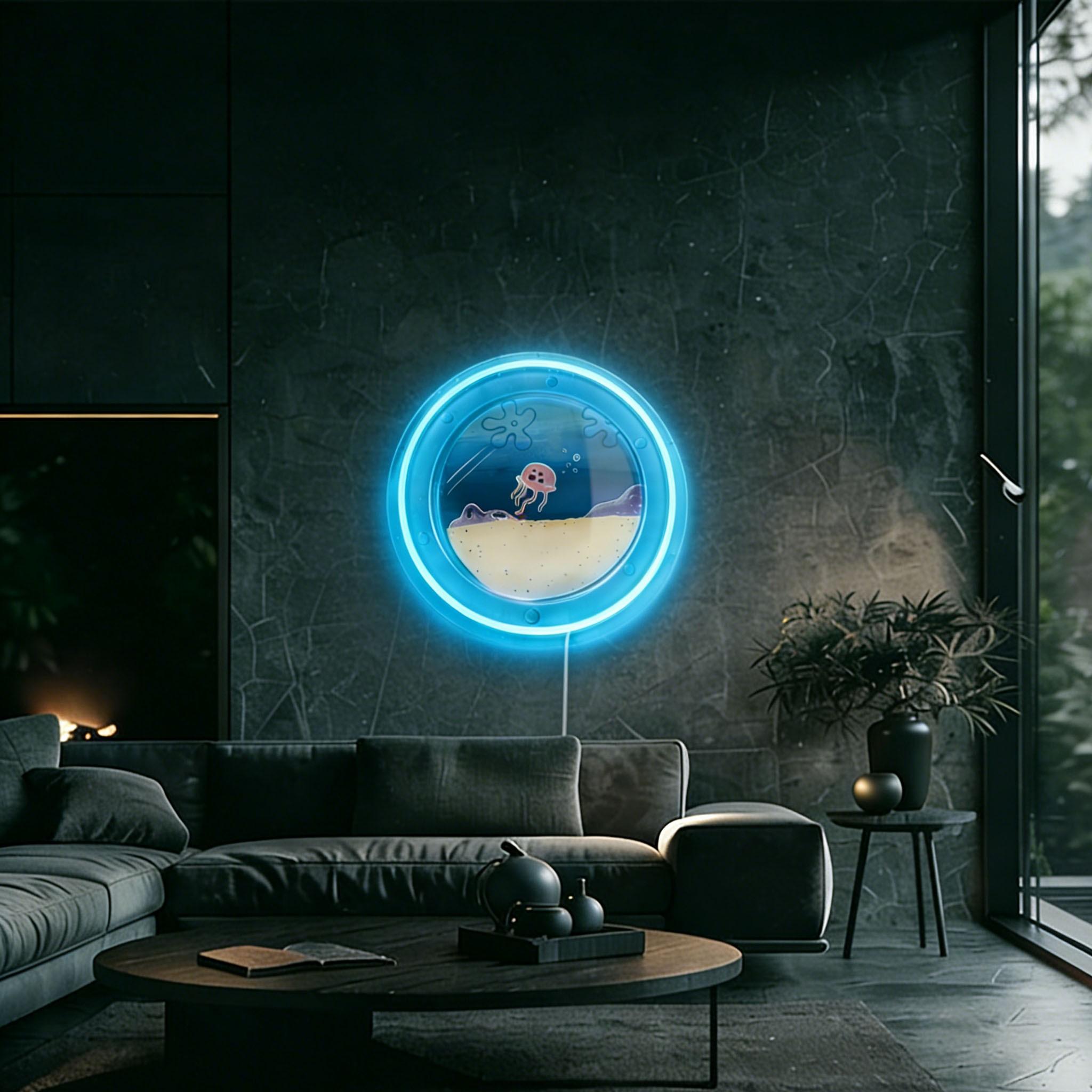 Acrylic Jellyfish Neon Light, Wall-Mounted Adjustable USB Lighting, Perfect for Kids Room, Gaming Room, Birthday Gift, Halloween, Christmas