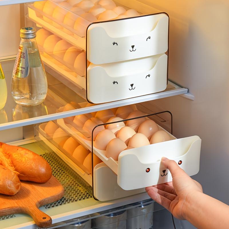 Egg Rack Organizer Drawer Design, Transparent Stackable Egg Box for Kitchen Storage, Space-Saving Solution for Eggs & Food Organization