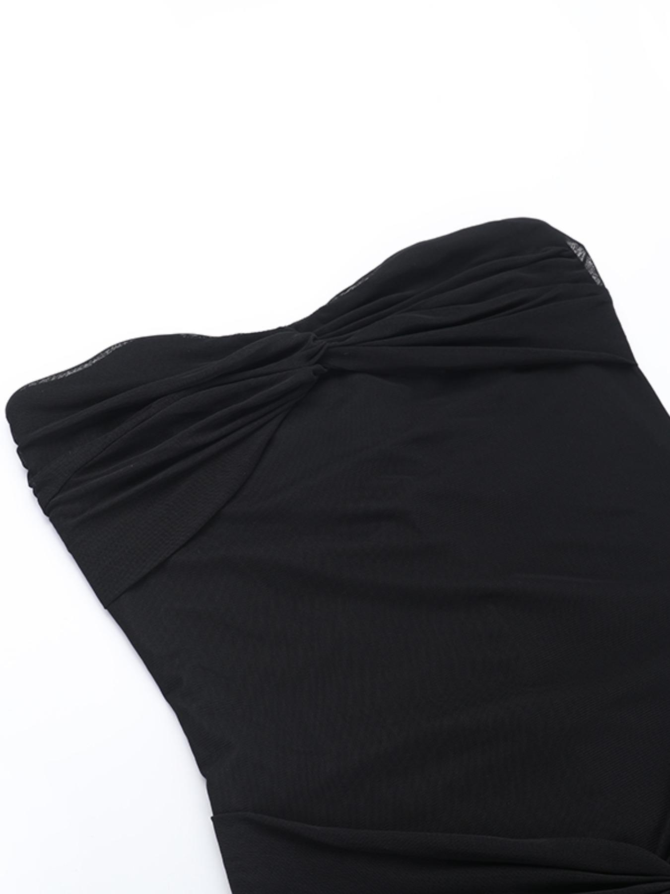 Women's off Shoulder Mesh Patchwork Dress, Elegant Twist Knot Design, Sleeveless Summer, Perfect for Parties & Casual Wear