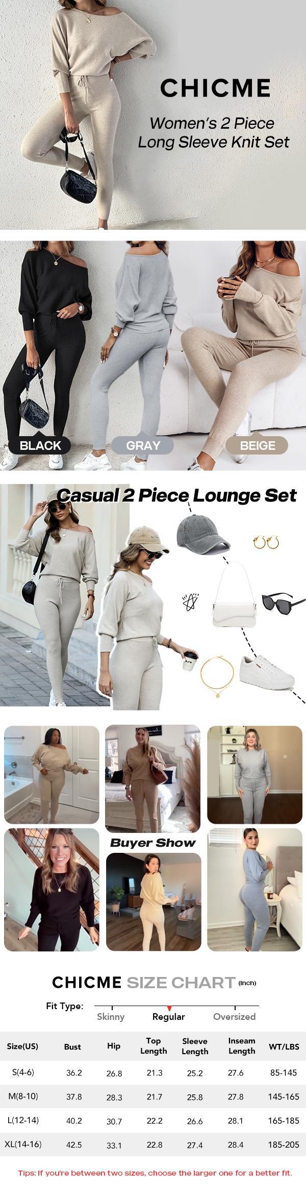 ChicMe Casual Women's Sportswear Set 2-Piece Outfits Cozy Long Sleeve Top with High Waist Slim Pants for Spring ChicMe Casual Women's Sportswear Set 2-Piece Outfits Cozy Long Sleeve Top with High Waist Slim Pants for Spring