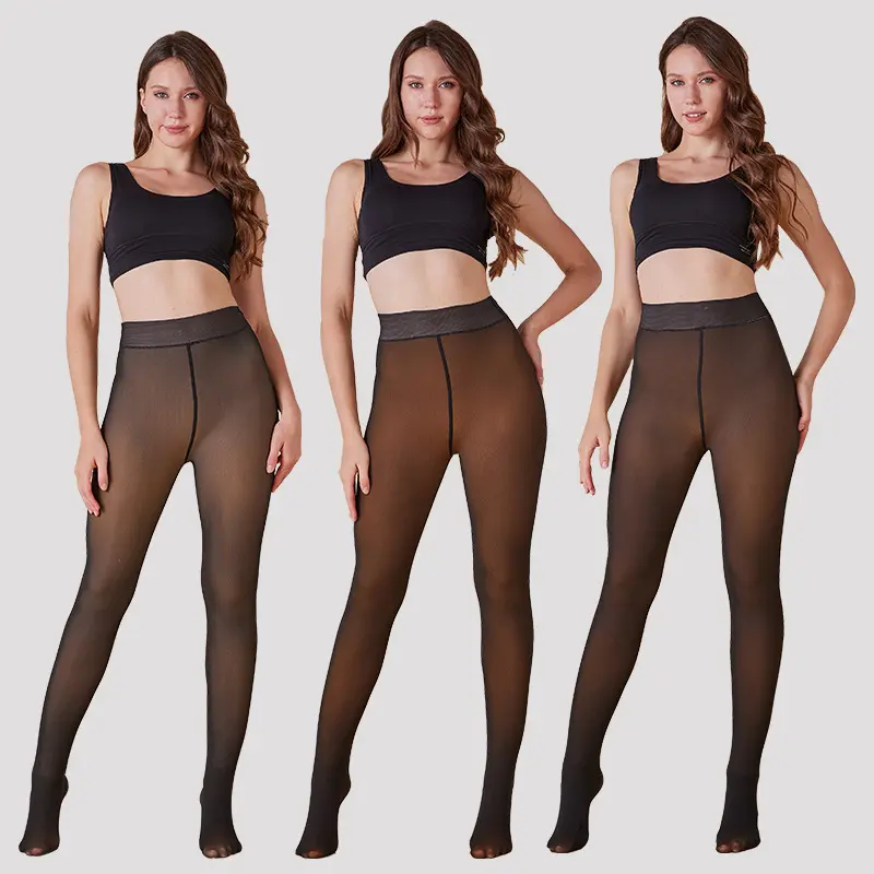 High-quality Autumn and Winter Leggings, Sheer, Fleece-lined, Thick, One-crotch, Cross-border Women's Warm Outerwear Plus Size Tights