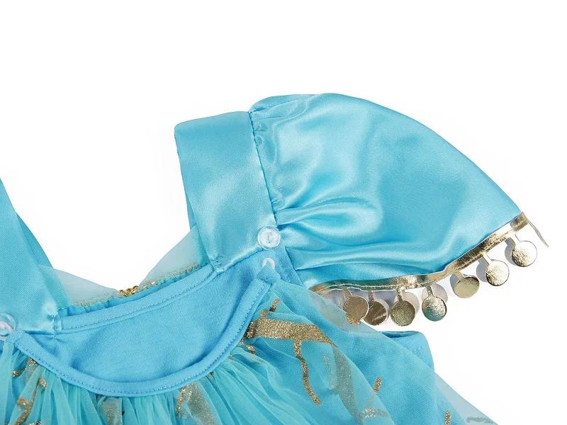 Kids' Jasmine Princess Costume, Polyester Halloween Party Dress, All-Season Girls' Costume Outfit