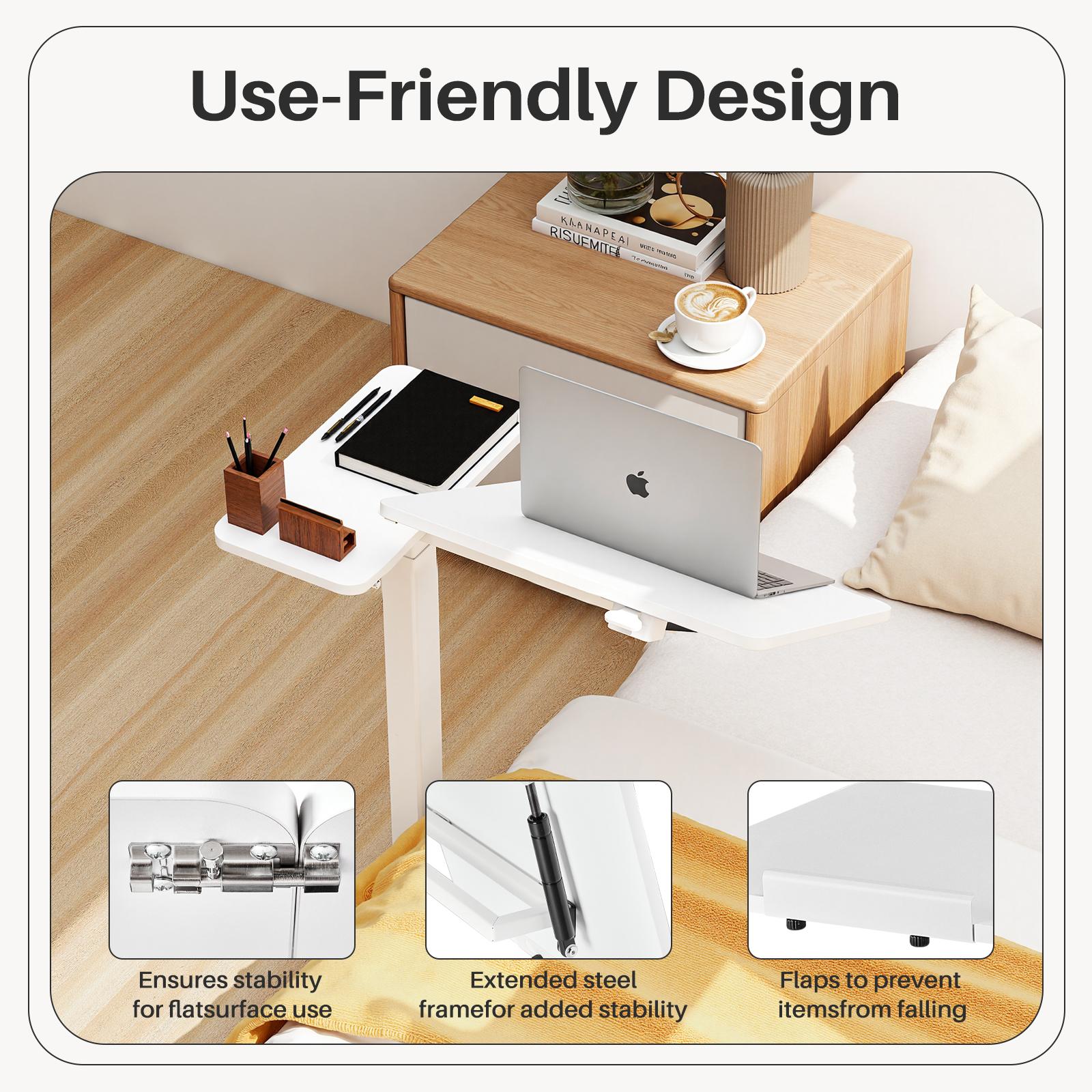 Indoor Furniture Table & Desks Overbed Bedside Table with Wheels, Adjustable Medical & Home Swivel Ergonomic Modern Nightstand Pedestal Tabletop Mode