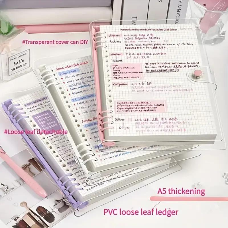 [Waterproof Loose-Leaf Notebook] Waterproof & Moisture-Proof 240-Page A5 PVC Transparent Loose-Leaf Durable Drawing Notebook | Replaceable Refillable Binder for Daily Writing, Office, and Study Use