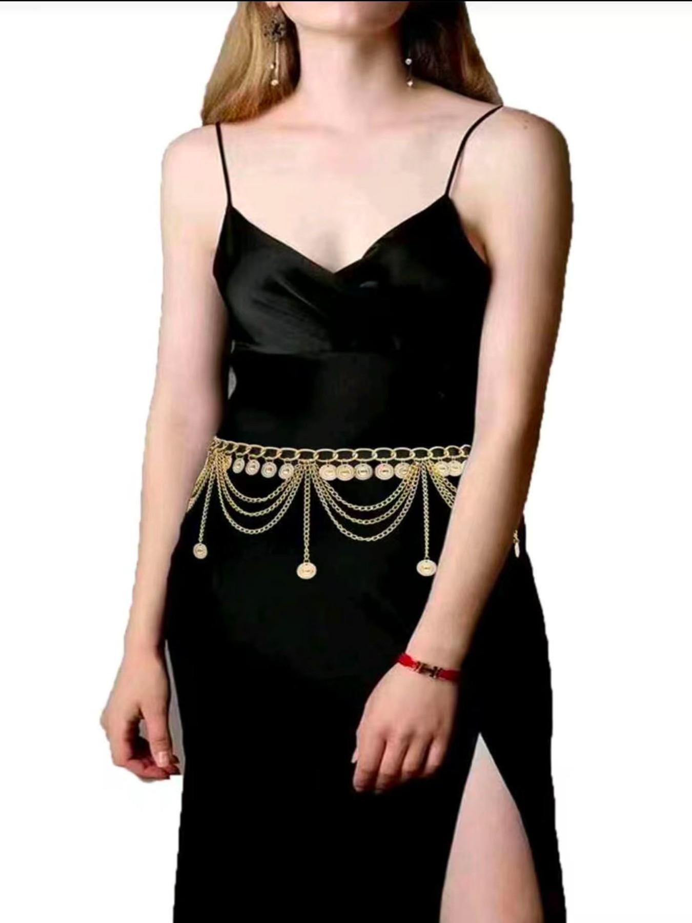 Bohemian Style Waist Chain, 6 Coin Design Belt Accessory, Perfect for Hanfu & Belly Dance, Ideal for Festive Parties
