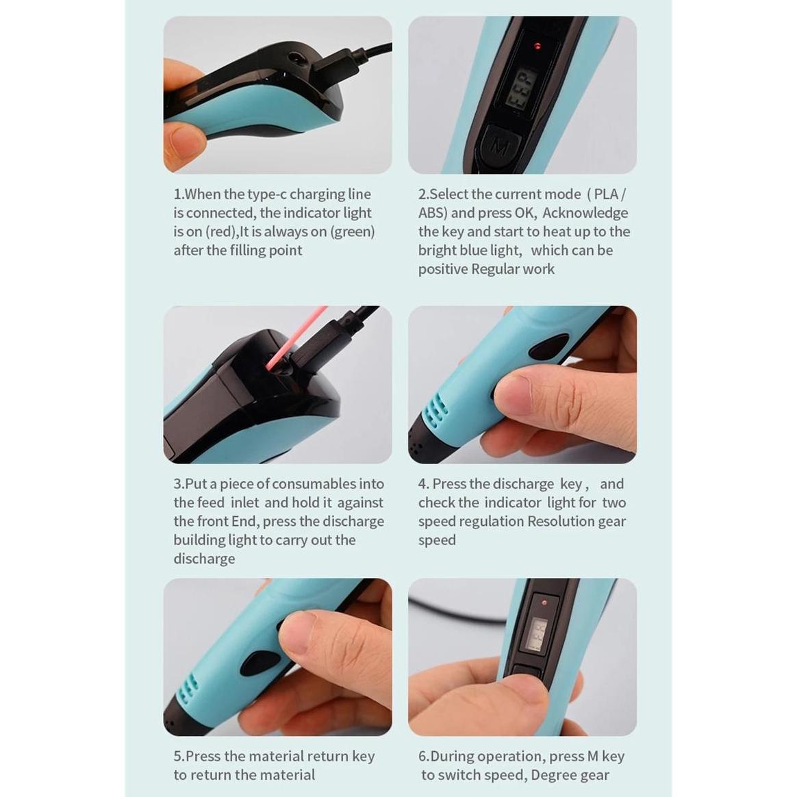 3D Printing Pen Kit, Includes Pla Filament Spool & A/c Adapter, Ergonomic Design, Easy Operation, Ideal for Kids Ages 6+ Education