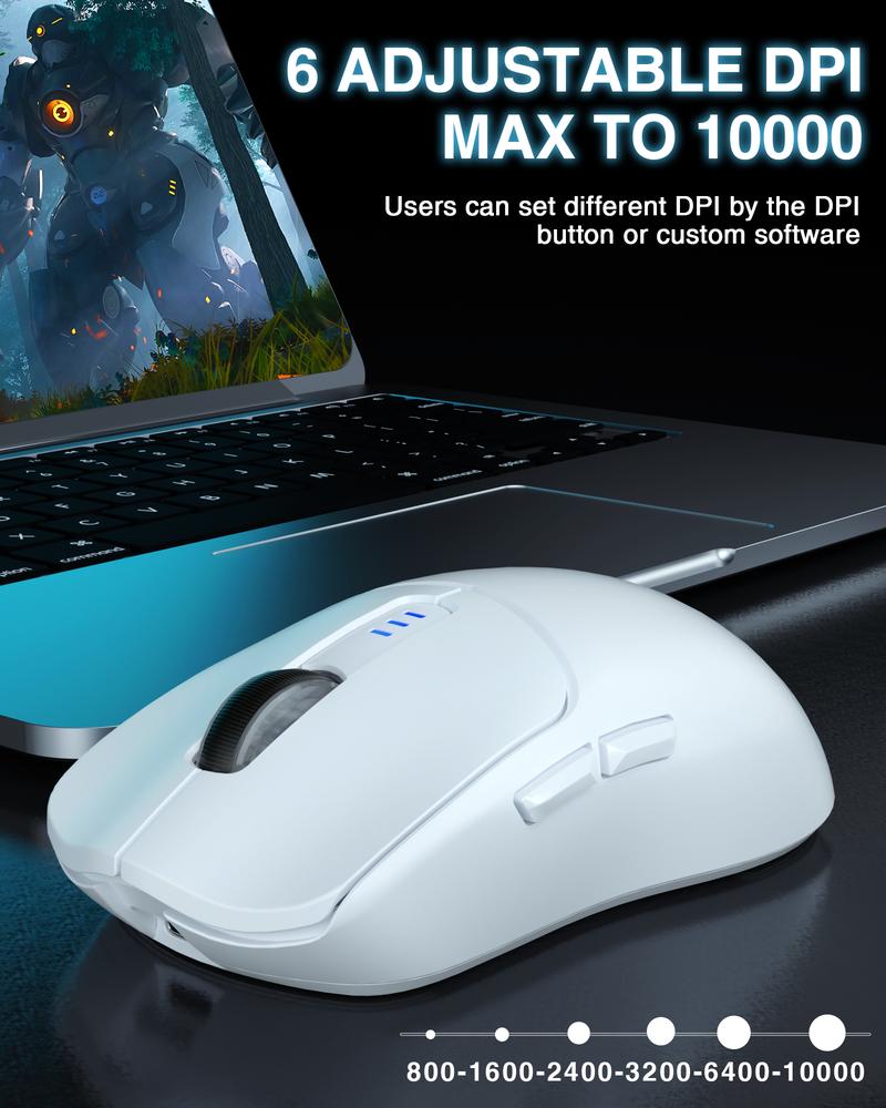 AULA SC580 Wireless Gaming Mouse,Ergonomic Design Tri-Mode 2.4G/BT5.0/USB-C Connection,10000 DPI Rechargeable, High Polling Rate Gaming Mouse with 6 Programmable Buttons and Anti-Slip Stickers, Office Laptop PC Accessories TikTokShopfalldealsforyou AULA SC580 Wireless Gaming Mouse,Ergonomic Design Tri-Mode 2.4G/BT5.0/USB-C Connection,10000 DPI Rechargeable, High Polling Rate Gaming Mouse with 6 Programmable Buttons and Anti-Slip Stickers, Office Laptop PC Accessories TikTokShopfalldealsforyou