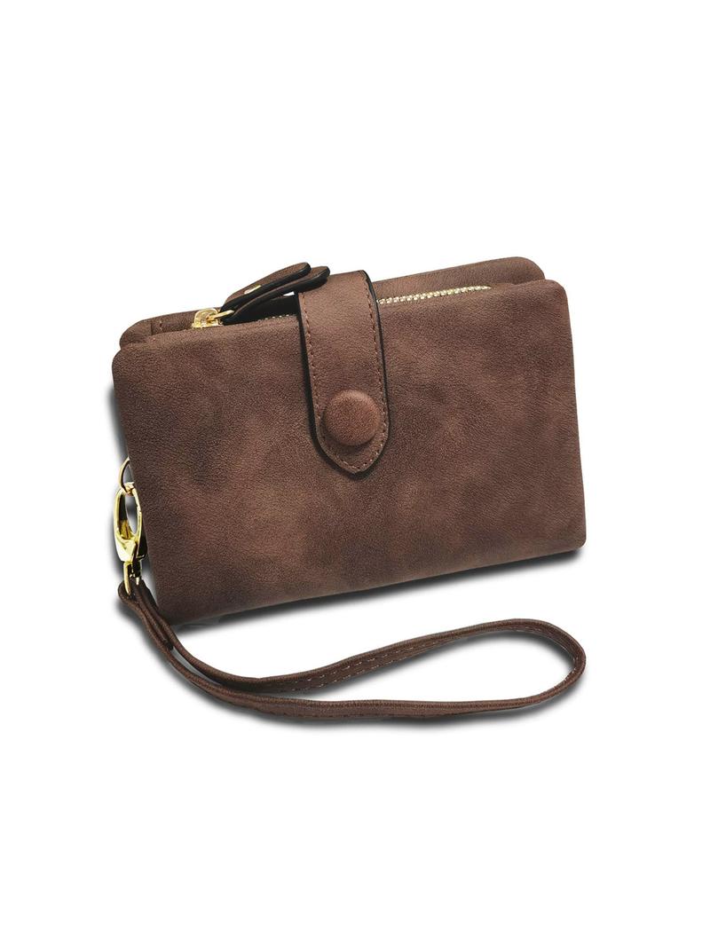 Multifunctional Plain Short Wallet, Vintage Coin Purse with Card Slots, ID Window, Zipper Pocket, Card Holder Organizer, Christmas Gift, Valentine's Day Gift, Ideal Gift