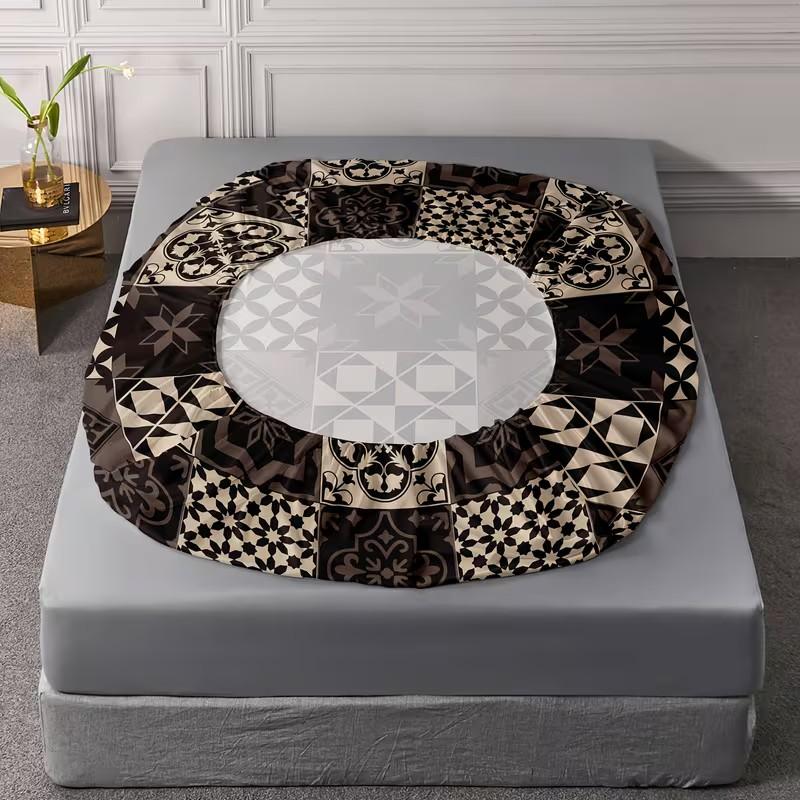 3-Piece Geometric Patchwork Bedding Set, All-Season Mattress Protector, Soft Breathable Deep Pocket Sheet & Pillowcases, Bedroom Decor