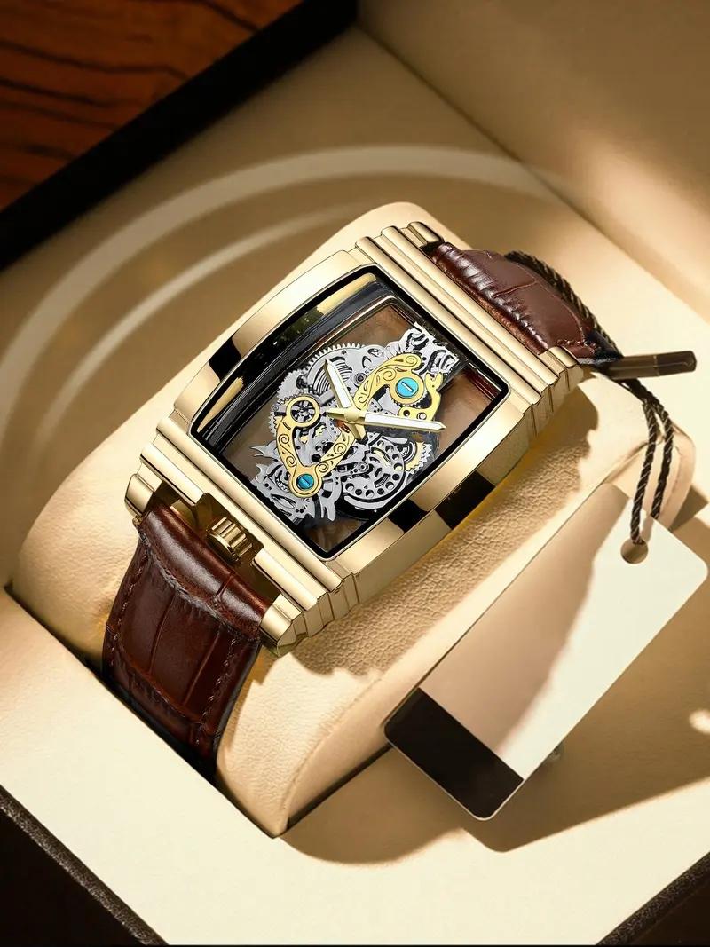 Men's Punk Style Quartz Watch, Analog Mechanical Design, Perfect for Parties and Daily Wear, Elegant Gift with Box