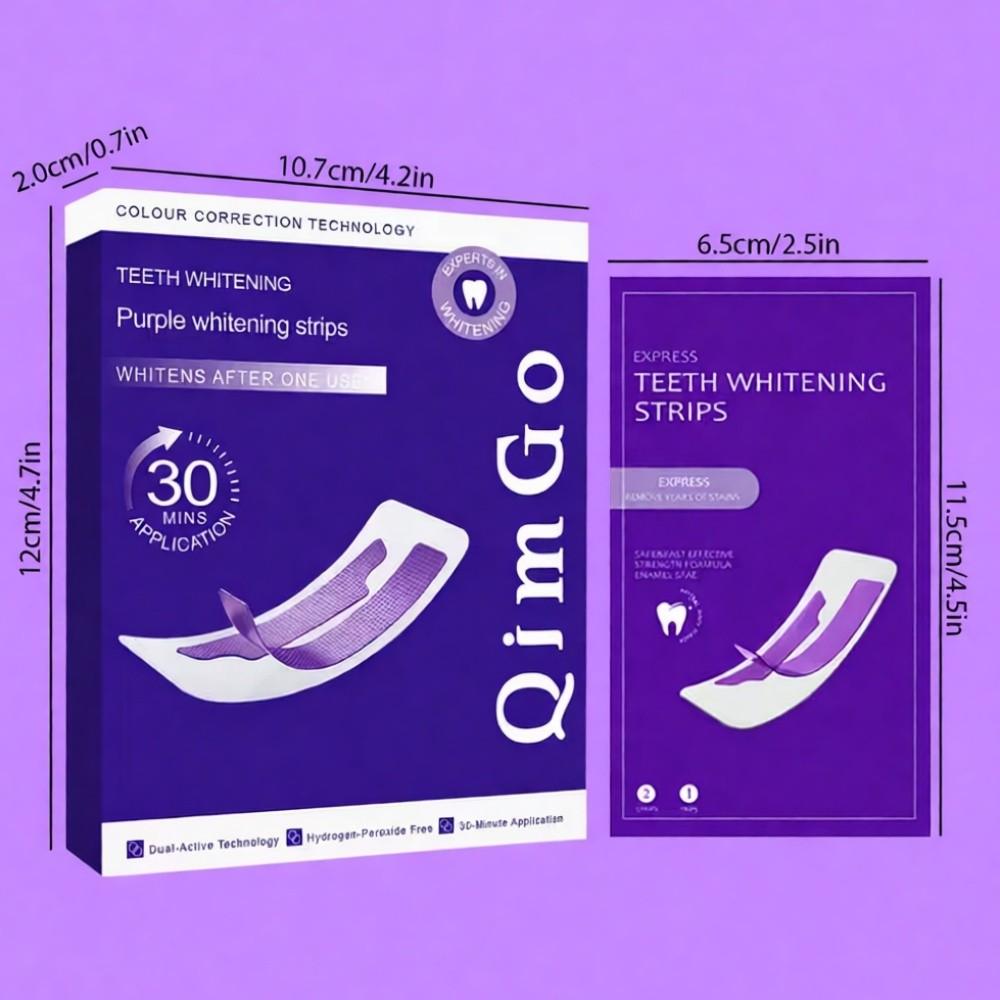 14Pair Pap Whitening Teeth Strips, Deep Cleaning & Fresh Breath, Travel Home Use, Non-Toxic Tooth Strips, Large Box Purple Whitening STRIPS TEETH WHITE PAP STRIPS