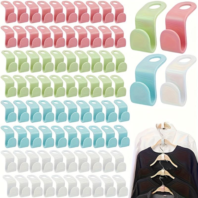 Foldable Plastic Clothes Hanger Hook, 50pcs Portable Hanging Coat Hook, Space Saving Home Storage Hook for Bedroom, Living Room, Office