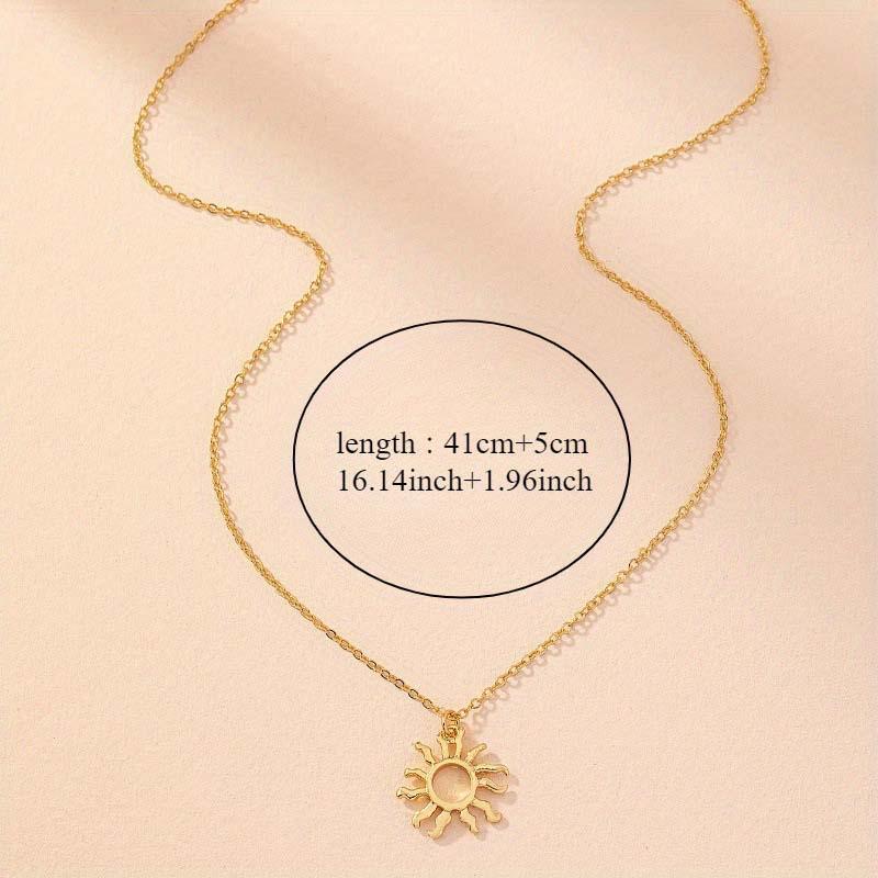 Alloy necklace golden hollow sun necklace ladies daily wear gift