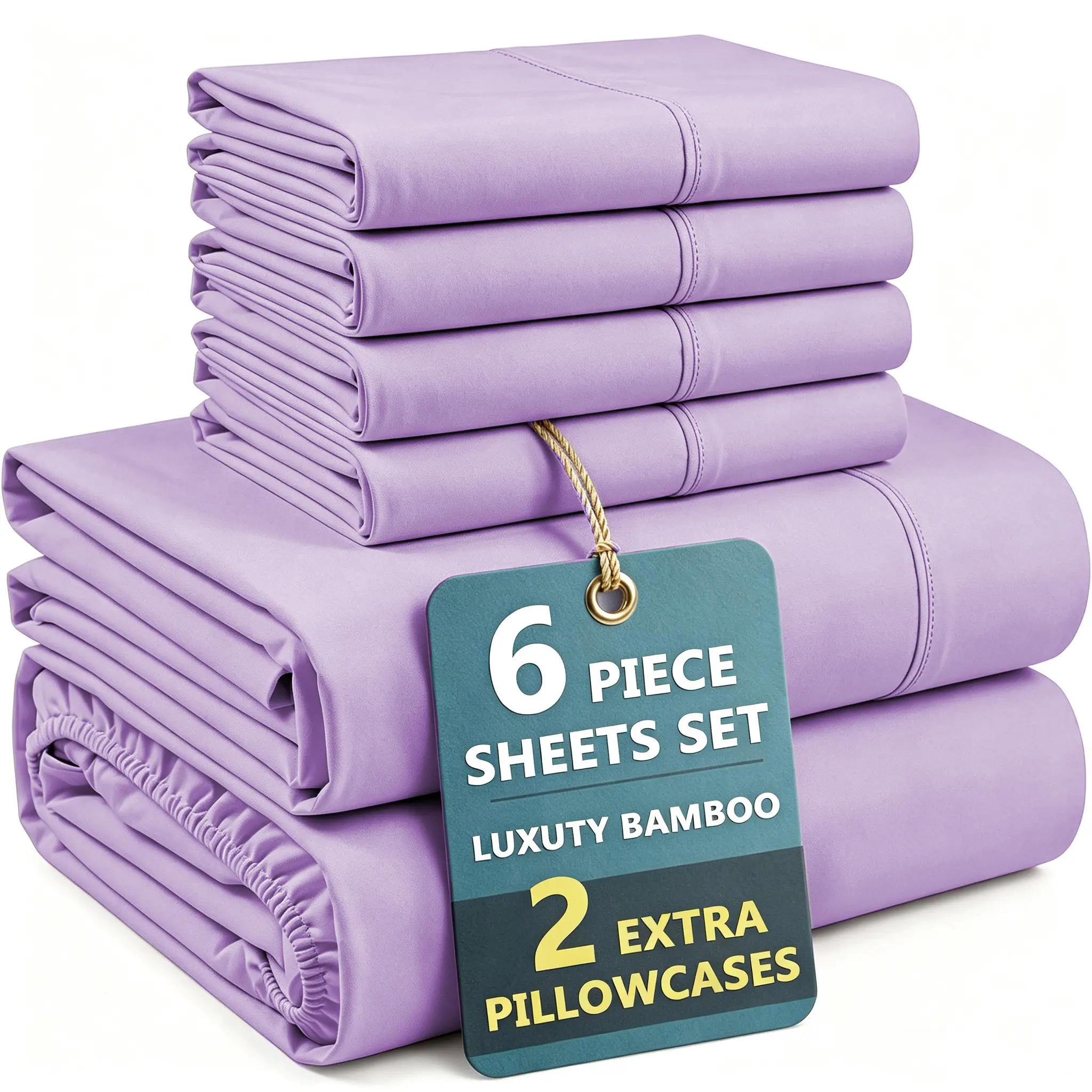 MUXHOMO Bamboo Sheet Set Queen Size - Bed Sheets with 4 Pillowcases - Ultra Soft & Cozy - Lightweight & Breathable - With 16" Deep Pocket Fitted Sheet - Perfect Everyday Sheets