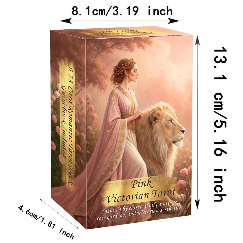 Pink Victorian Tarot Card Deck Set, Card Game, 78 Pieces, 13x8 Cm, Romantic & Elegant Design, Includes Paper Instructions, Perfect for Beginners