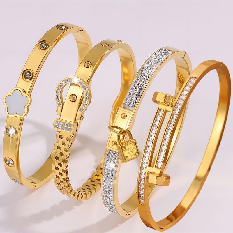 Elegant 4-piece Casual High Quality Bracelet Set, Stainless Steel Fashion Jewelry Accessory for Everyday, Vacation and Birthday Gifts, Fashionable Bracelet, Jewelry Gift, Stackable bracelets