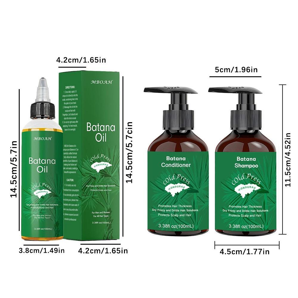 Batana Oil Hair Care Set - Hair Growth Bundle - Unrefined Batana Oil From Honduras To Achieve Thicker, Moisturizing Scalp Care, for Women Men, Nourishes The Hair Shaft, Fights Frizz, Haircare Solution, Mini Travel Set