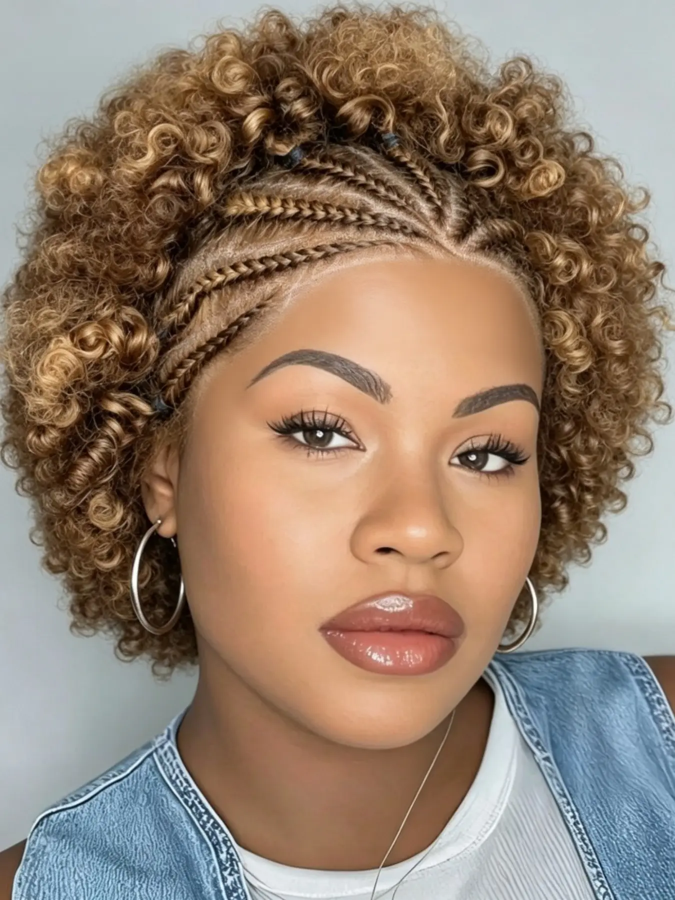13x4 Lace Front Braided Wig, Ombre Afro Curly Braided Wigs for Women, Kinky Curly Wig, Pre Plucked Natural Hairline, Human Hair Wig