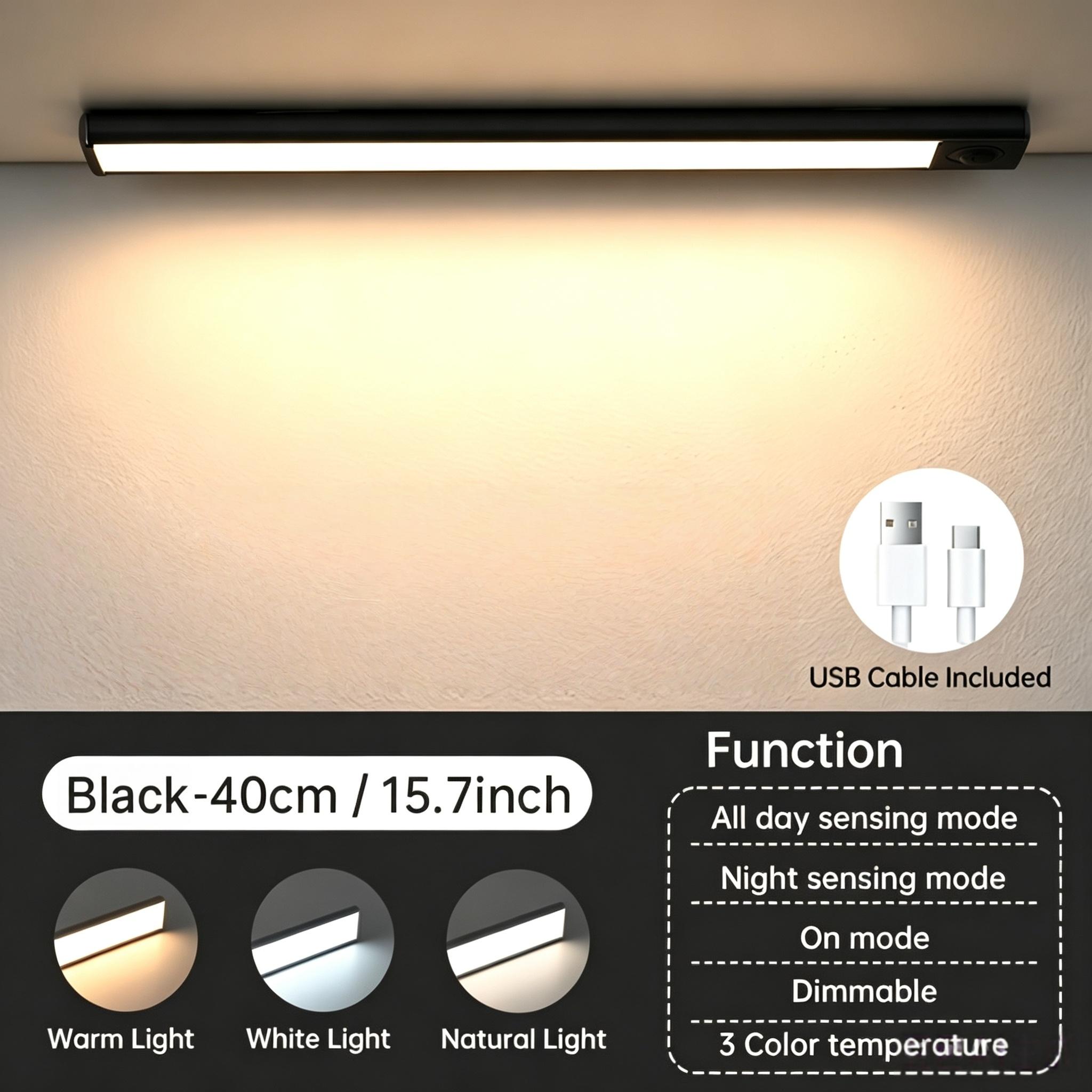 Three-Color Smart Sensor Cabinet Light, Wireless Under-Cabinet Lamp, 3 Bright Modes, Ideal for Kitchen, Hallway, Stairs, Entryway