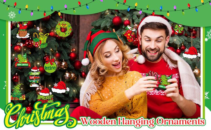 Christmas Clearance Sale Christmas Wooden Hanging Ornaments 40/36 Pcs Cartoon-Inspired Christmas Character Decor, Green Christmas Monster Decoration, Pink Christmas Tree Ornaments, Santa Candy Cane Gingerbread Ornament, Festival Party Home Xmas Tree Decor