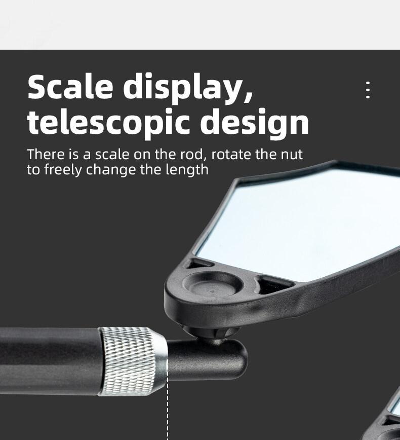 ROCKBROS Bike Mirror New Handlebar Rear View Mirror HD Anti-glare Glass Foldable with Retractable & 360 °Adjustable Lens E-bike Mirror Suitable for 21-24cm Handlebar