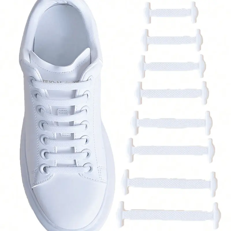 16-Piece Silicone Laces Shoelaces No-Tie Elastic Shoe Straps, Multicolor for Ice Skates Sports Shoes Casual Sneakers Stretchy Shoelaces Shoe Strings for Sneakers