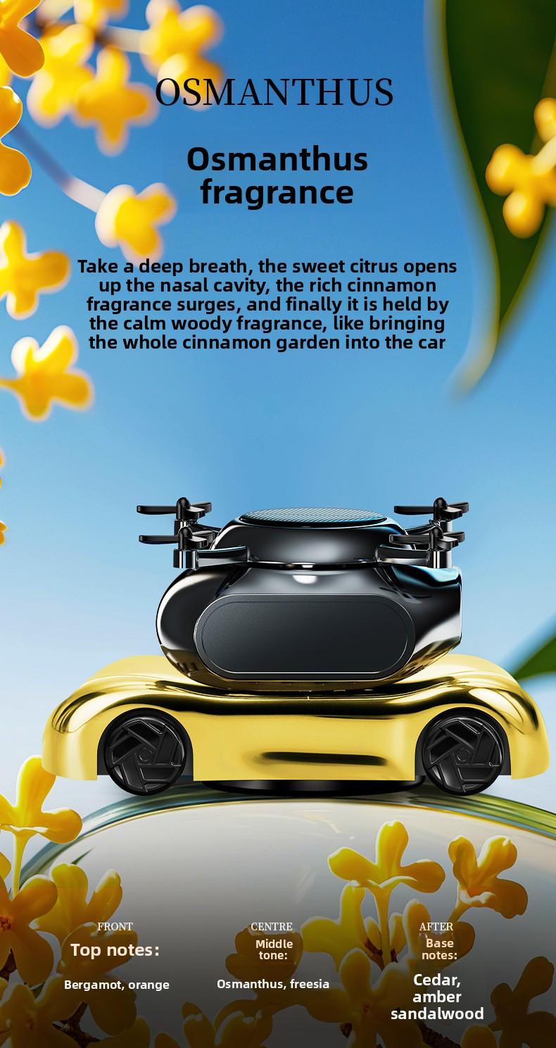 Floral Solar-Powered Vehicle Air Freshener - Blue-Ocean Golden-Osmanthus Fragrance Gels & Blocks Device, Quick-Refresh Home & Vehicle Interiors Accessory