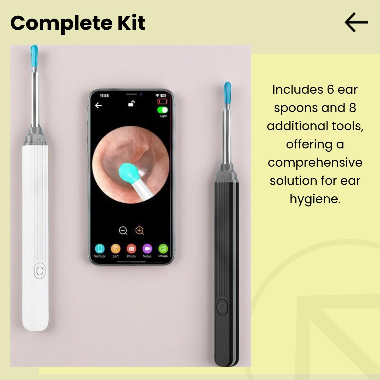 Ear Wax Cleaner with Camera and LED Light, Ear Wax Remover, Ear Pick Set, Complete Ear Cleaning Kit with 6 Spoons and 8 Tools, iOS and Android Compatible Personal Care
