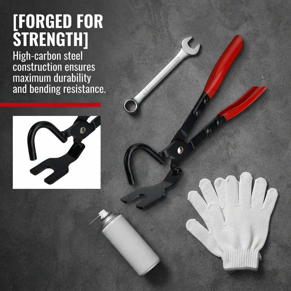 Heavy-Duty Exhaust Hanger Removal Pliers, 25 °   Offset Rubber Exhaust Hanger Remover Tool with Non-Slip Grip, Compatible with Most Car and Truck Exhaust Systems