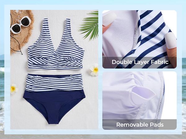 Tempt Me Plus Size Two Piece Bikini - Women High Waisted Swimsuits Bathing Suit Swimwear