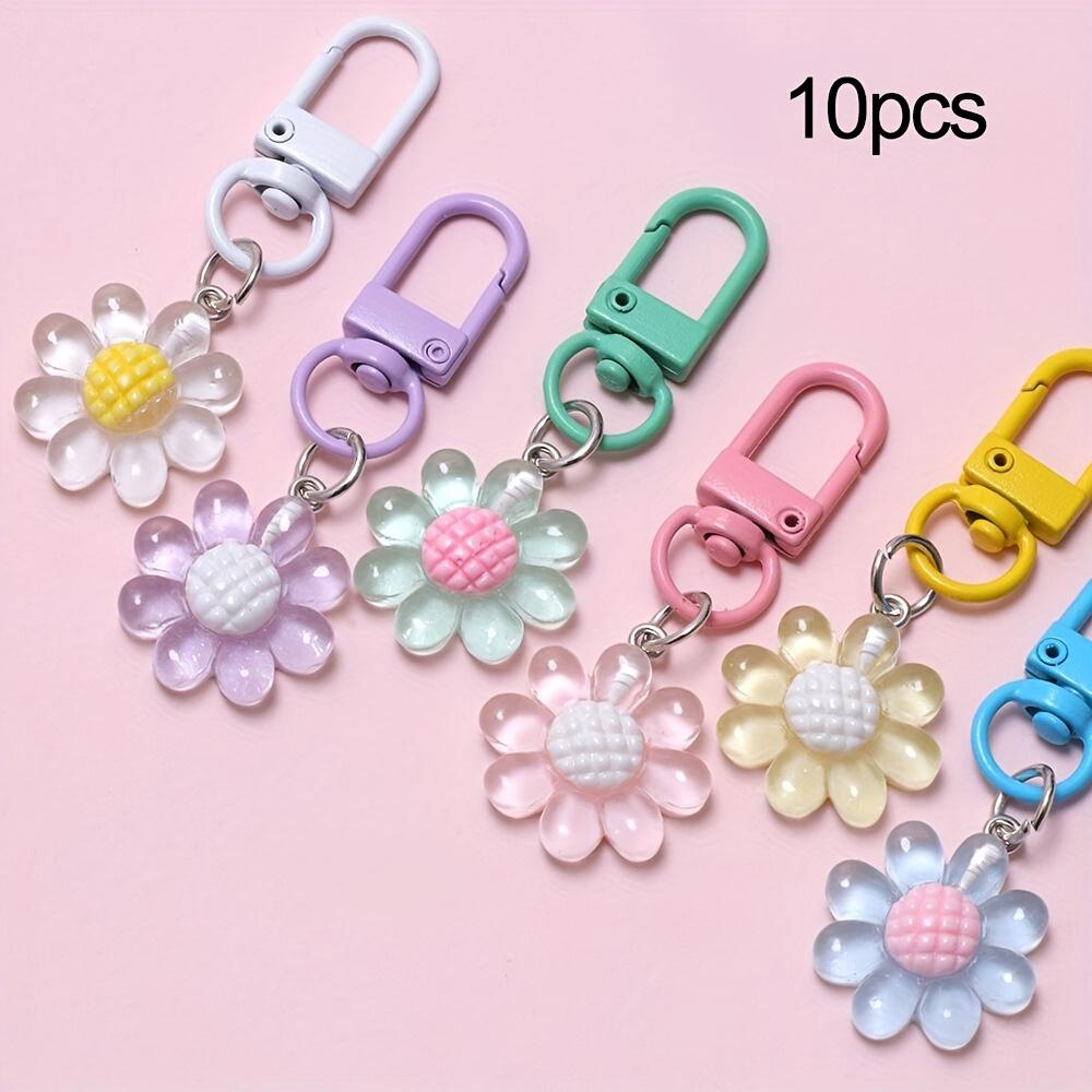 10-Pack Floral Resin Keychains, Elegant Flower Design, Durable Resin Material, Perfect for Gifts & Daily Use, Stylish Accessory