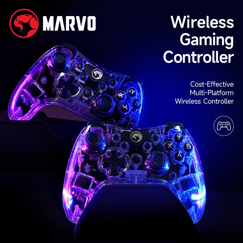 Marvo Game Controller Acrylic RGB Backlit Wired Game Controller Supporting to PC Gaming, Moblie Phone - Boy's Gift for Gamer