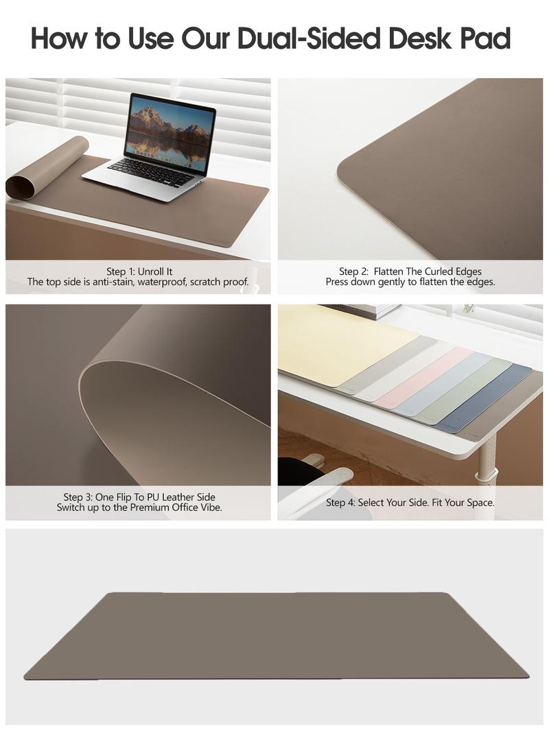 Extra Large Desk Pad 31.5"x15.7", Dual-Color Reversible Silicone & PU Leather Desk Mat, Waterproof Stain-Resistant Writing Surface, Durable Mouse Pad for Office, Home, Study, Gaming