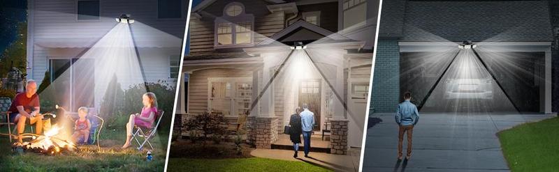 Tuffenough Solar Outdoor Lights,3 Heads Motion Sensor Security Lights with Remote Control, 270° Wide Angle Flood Wall Lights Christmas 2024 ornament