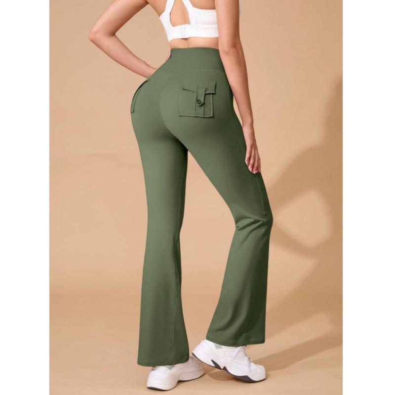 High Waist Yoga Pants with Phone Pocket| Butt Lifting Micro Flare Leggings No Chafing Workout Leggings