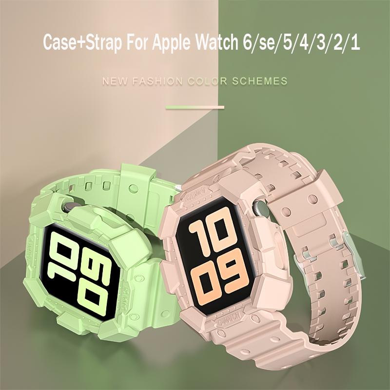 TPU Case + Strap 2-in-1 for Smart Watch, All-In-One Protective Band Cover (38-45mm)