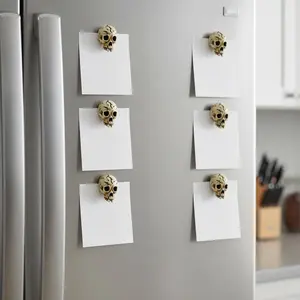 8 Novelty Skull-Shaped Magnets, Secure Reminder Photo Clips, Office Kitchen Fridge Cabinet Decor, Gothic Flair Halloween Gift, Resin Fine Carving