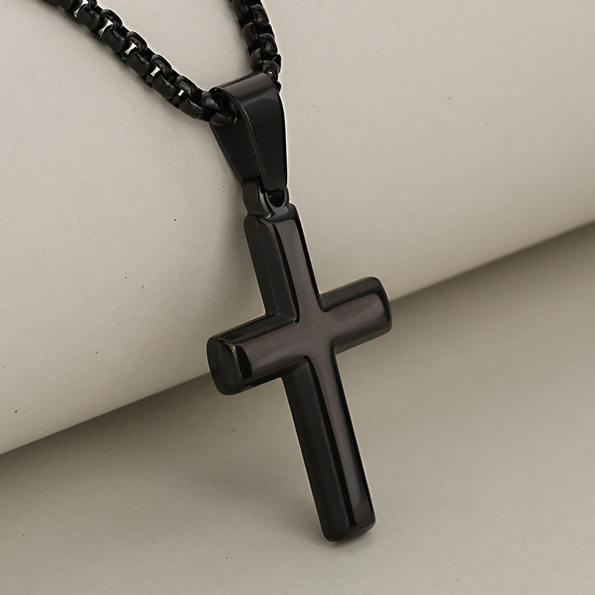 Cross Necklace Set for Men & Women – 2PCS Titanium Steel Pendant Chain, Meaningful Prayer Gift for Him & Her