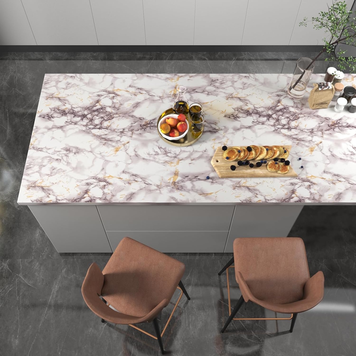 White Brown Marble Peel and Stick Wallpaper 15.7" x 78.7", Removable Vinyl Covering Contact Paper for Countertops Kitchen Cabinet Desk Backsplash Shelf Liner Renter Friendly Decor White Brown Marble Peel and Stick Wallpaper 15.7" x 78.7", Removable Vinyl Covering Contact Paper for Countertops Kitchen Cabinet Desk Backsplash Shelf Liner Renter Friendly Decor