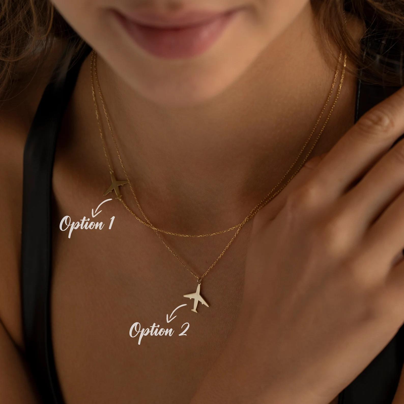 AMICON Airplane Necklace | 14-inch Collar Chain & 16-inch fashionable Chain  & 2inchAdjustment Chain | Meaningfulgifts for Travelers & Dreamers Faux Pearl Jewelry tiktokshopspringglowup