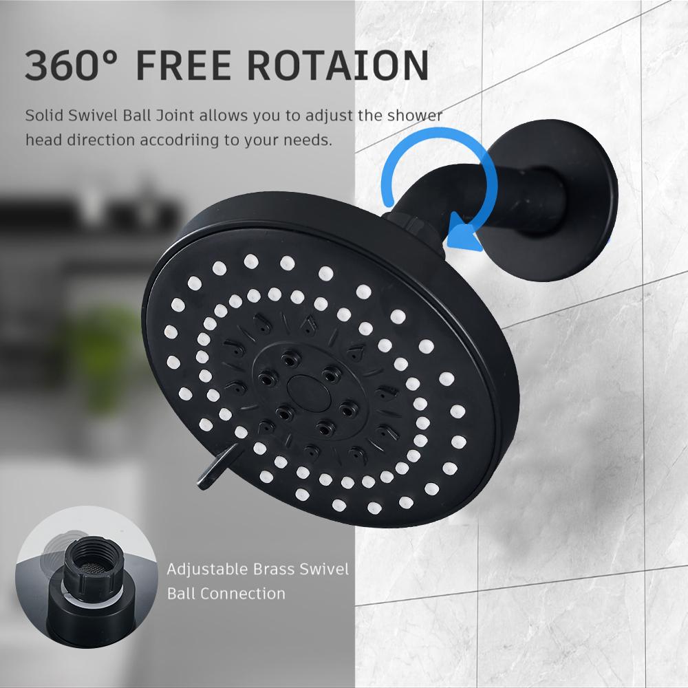 High-Pressure Rain Shower Head, Easy Installation, 5 Spray Modes, Modern Bathroom Upgrade, Polished Finish, Wall-Mounted, Luxury Bath Accessories