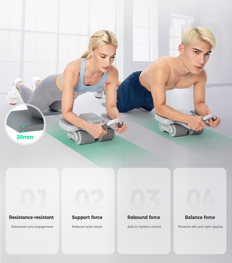 KEEP Ab Roller Wheel with Knee Mat, Automatic Rebound Abdominal Wheel with Elbow Support Ab Workout Equipment for Strengthening Core Muscles Abs Exercise Roller for Women Men