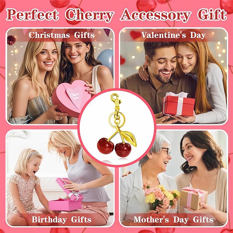 Cute Cherry Pendant Design Keychain, His and Hers Gifts, Fashionable Metal Keychain for Women & Men, Trendy All-match Keychain for Birthday Gift, Charms, Girlfriend Gifts, Trendy All-match & Exquisite Keychain for Birthday Gift