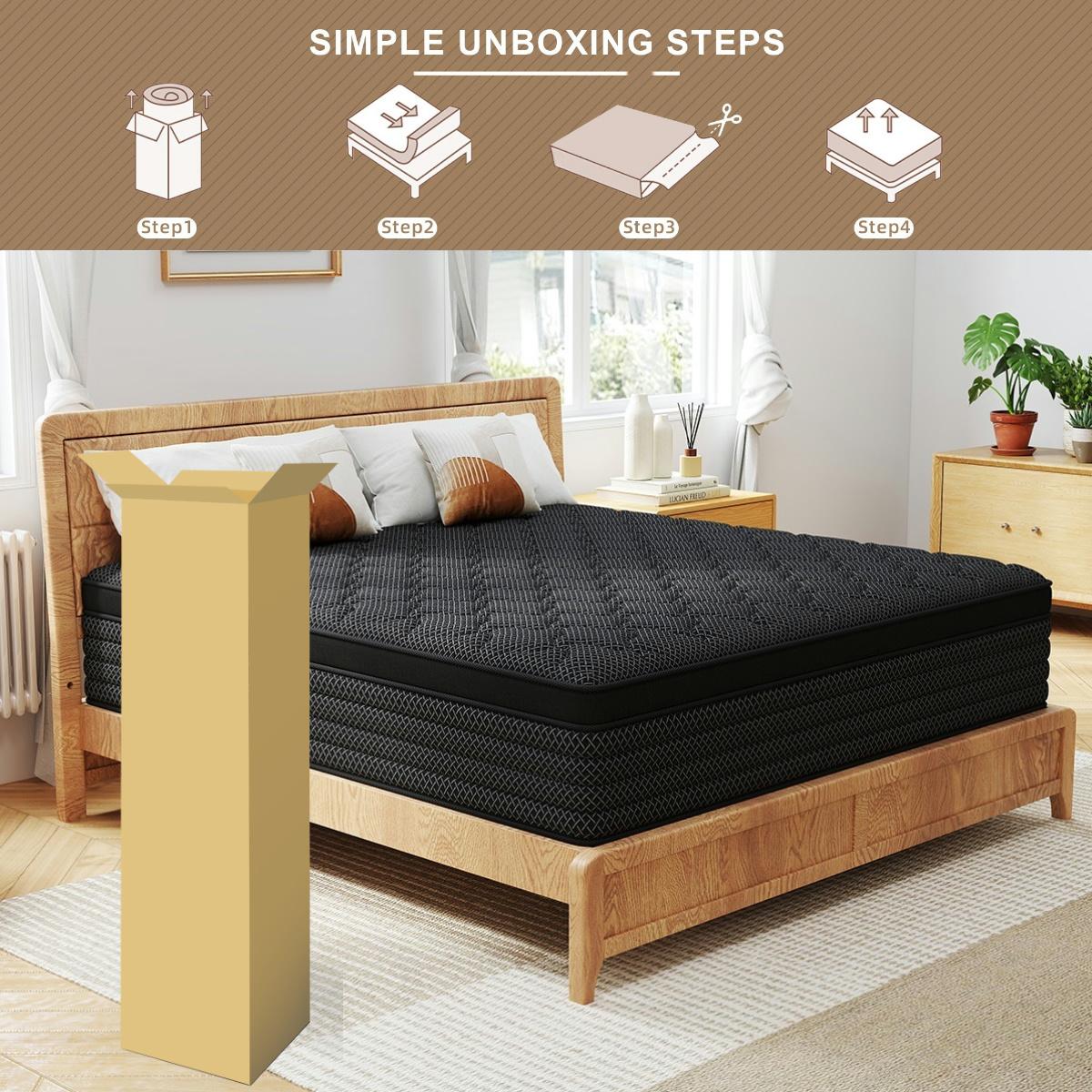 MULINATURE 12" 14" Gel Memory Foam Mattress Hybrid Spring Twin Full Queen King Size Bed In A Box Medium Firm Comfort Body Support Mattresses Cool Black MULINATURE 12" 14" Gel Memory Foam Mattress Hybrid Spring Twin Full Queen King Size Bed In A Box Medium Firm Comfort Body Support Mattresses Cool Black