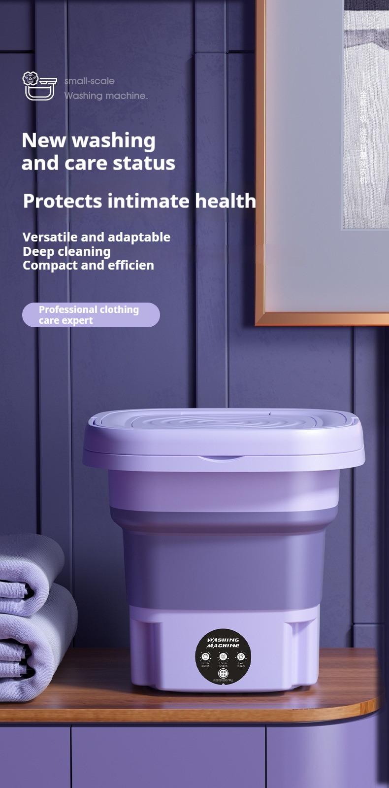 Portable Washing Machine, 8L Foldable Mini Washing Machine Bucket Washer with Water Tube Deep Wash and Spin Dry Washer for Dorm, Camping, RV Travel Laundry