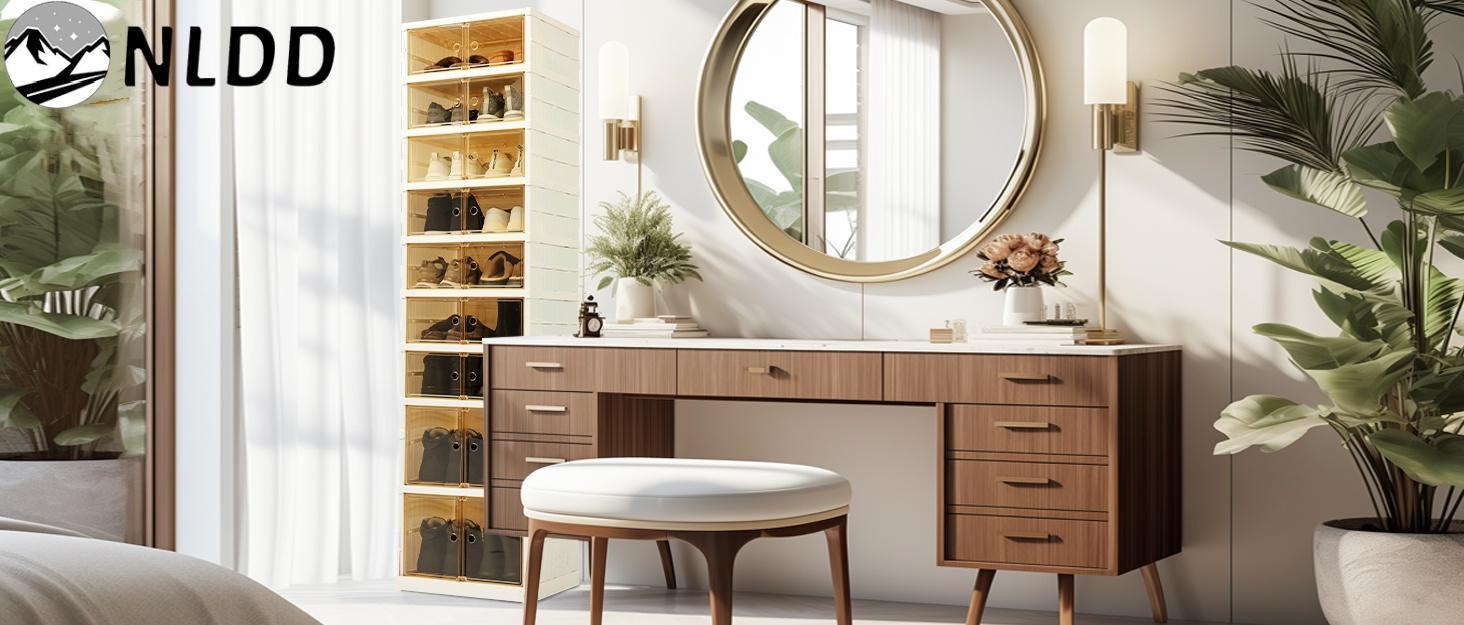 Ultimate 7+2Tier 18 Shoes Organizer:Transparent,Collapsible Rack For Compact Spaces &Closet storage Smooth Boxes Pet Shoe storage Cabinet