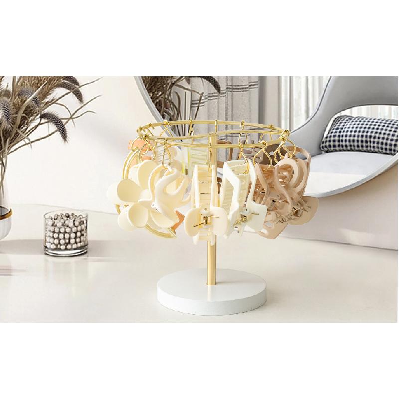 Metal Claw Clip Organizer Holder Stand Storage Display Hair Accessories Bedroom Bathroom College Dorm Room Decor for Women and Girls, Gold