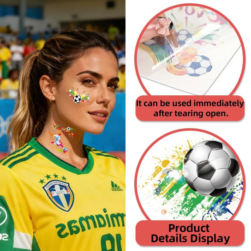 5 Pack 2026 Football Theme Tattoos, Field Celebration Stickers, Carnival Party Fan Emojis, Cheerleading Decorations