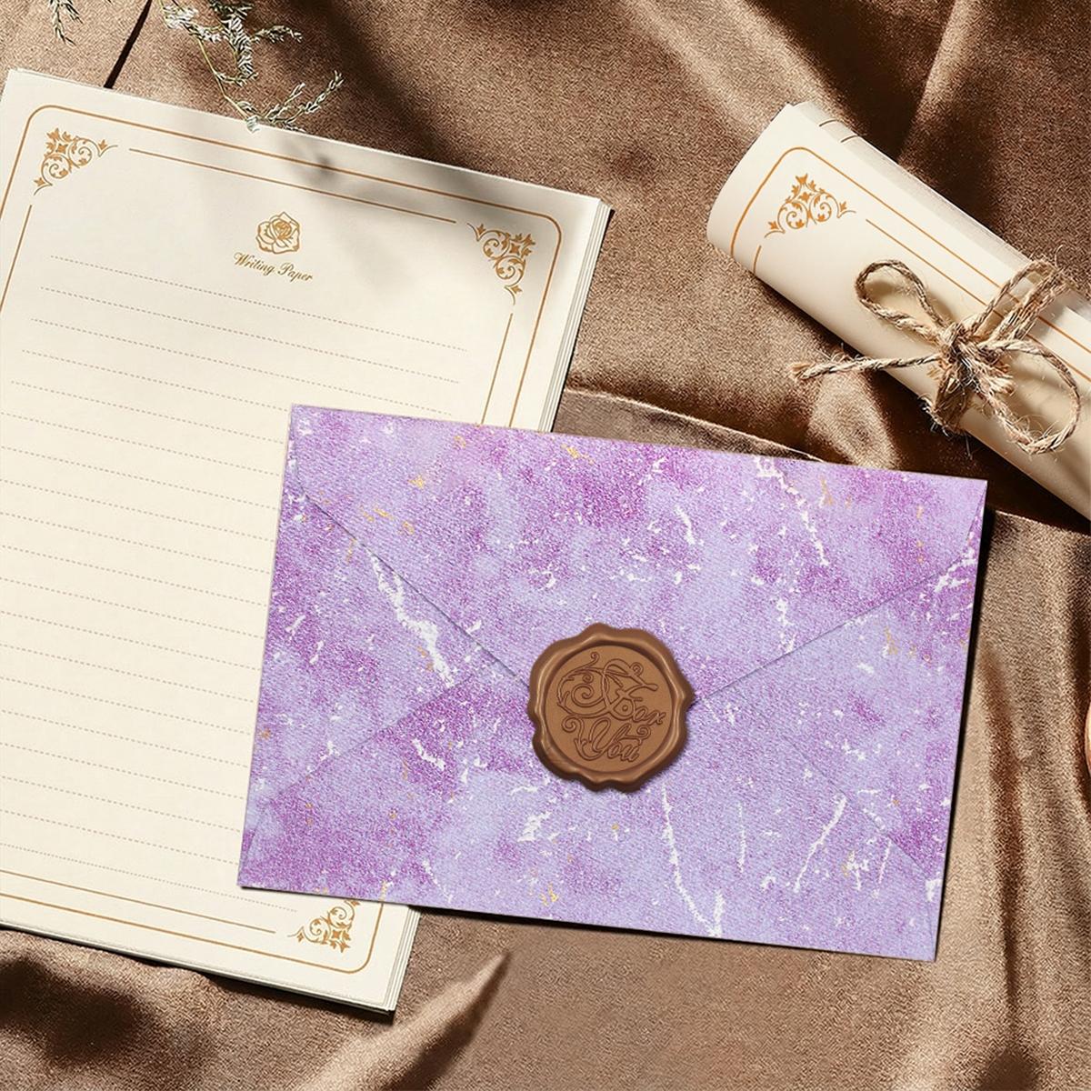 Letter Writing Set 3 Envelopes Wax Seal Stickers 10 Sheets Paper Vintage Gift for Stationery Lovers